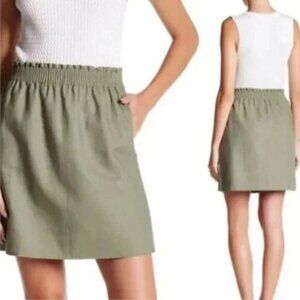 J. Crew Green Linen Mini Skirt